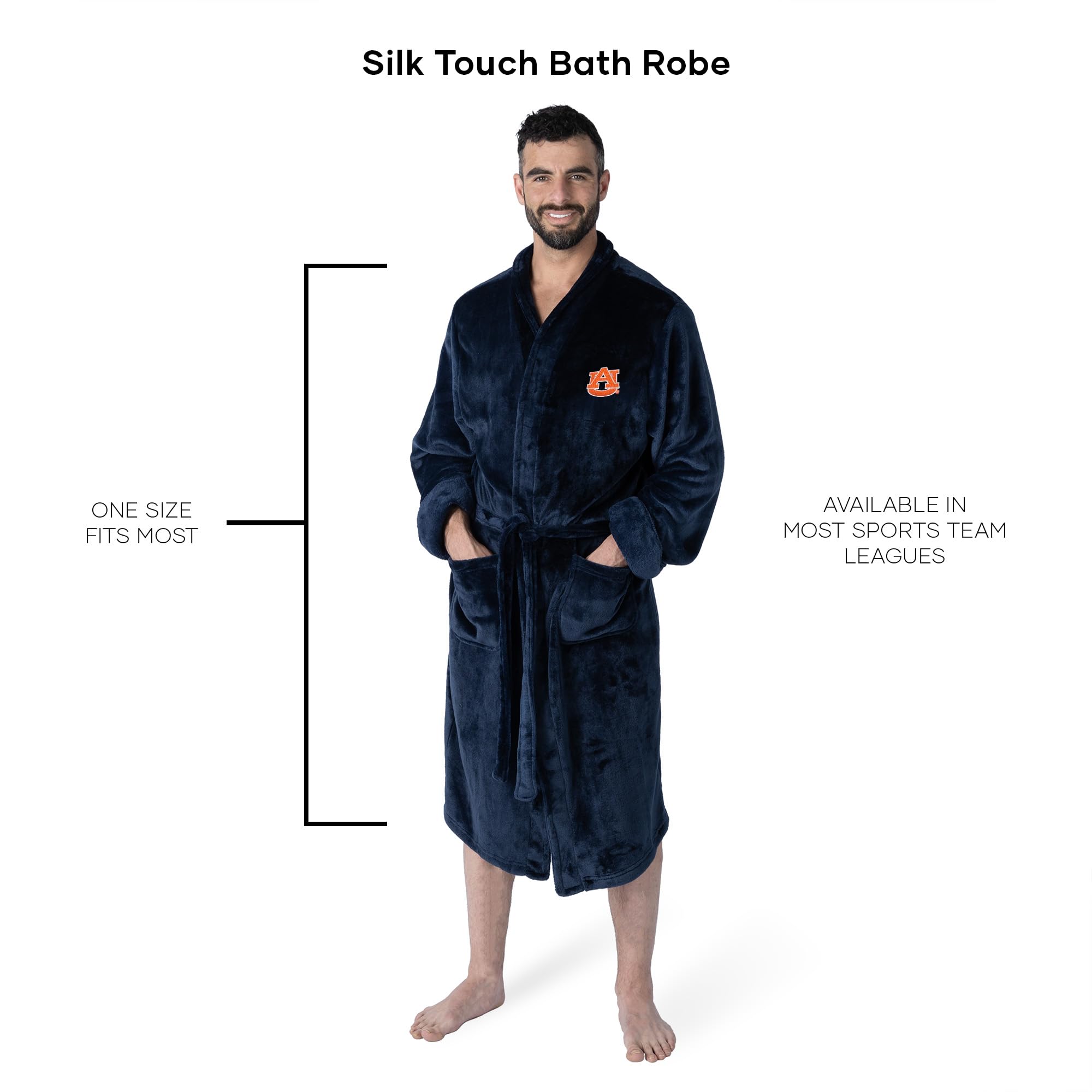 Northwest NCAA Adult Unisex Silk Touch Bathrobe, Officially Licensed Loungewear, Soft Plush Polyester