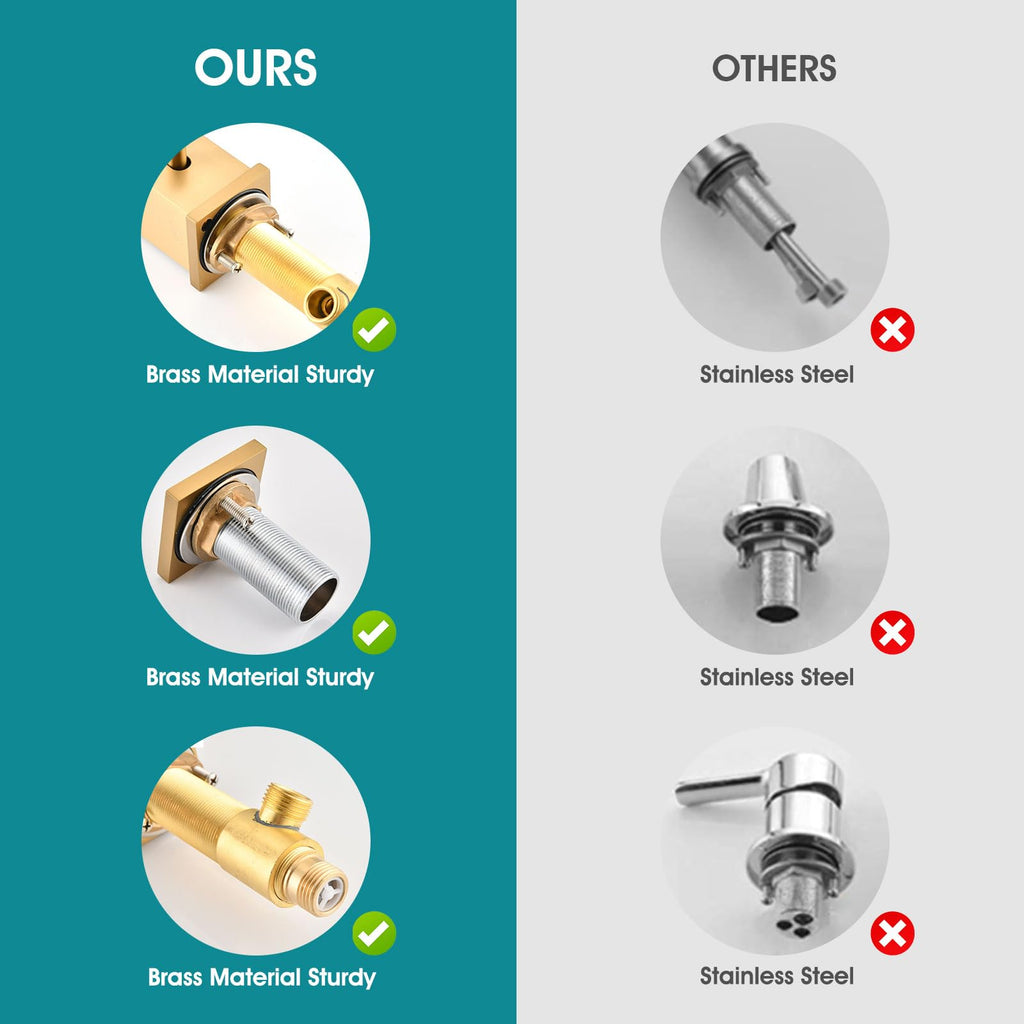 Brass Roman Tub Faucet with Sprayer, Deck Mount Bathtub Faucet with Hand Shower, 3 Hole Waterfall Faucet with 360 Spout, Single Handle Tub Filler with 8 GPM High Flow, Brushed Gold