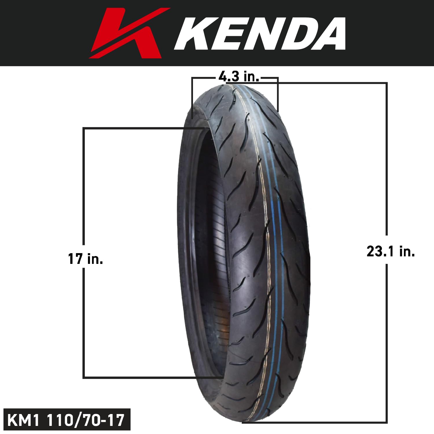 Kenda KM1 (KM001) 110/70R17 Front Tire for Sport Touring Motorcycle 54H - Radial Tire with High-Speed Stability & Excellent Wet Grip w/Keychain (110/70-17)
