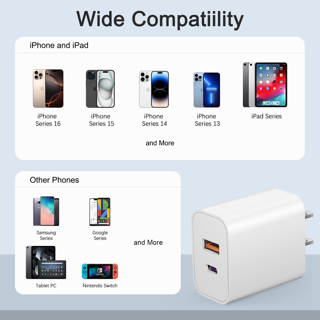 USB C Charger Block Charging Block Type C Charger 20W Wall Chargers 4 Pack for iPhone 16/16 Plus/16 Pro/16 Pro Max/iPhone 15/15 Pro/15 Pro Max/14/13/12 Pro/Samsung//Android(Black)