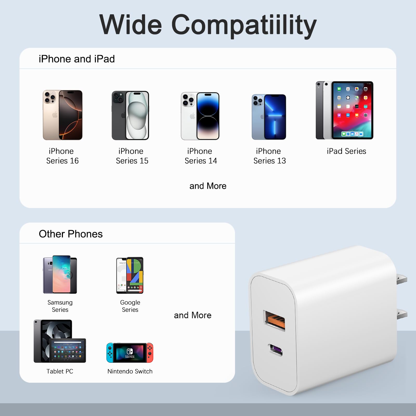 USB C Charger Block Charging Block Type C Charger 20W Wall Chargers 4 Pack for iPhone 16/16 Plus/16 Pro/16 Pro Max/iPhone 15/15 Pro/15 Pro Max/14/13/12 Pro/Samsung//Android(Black)