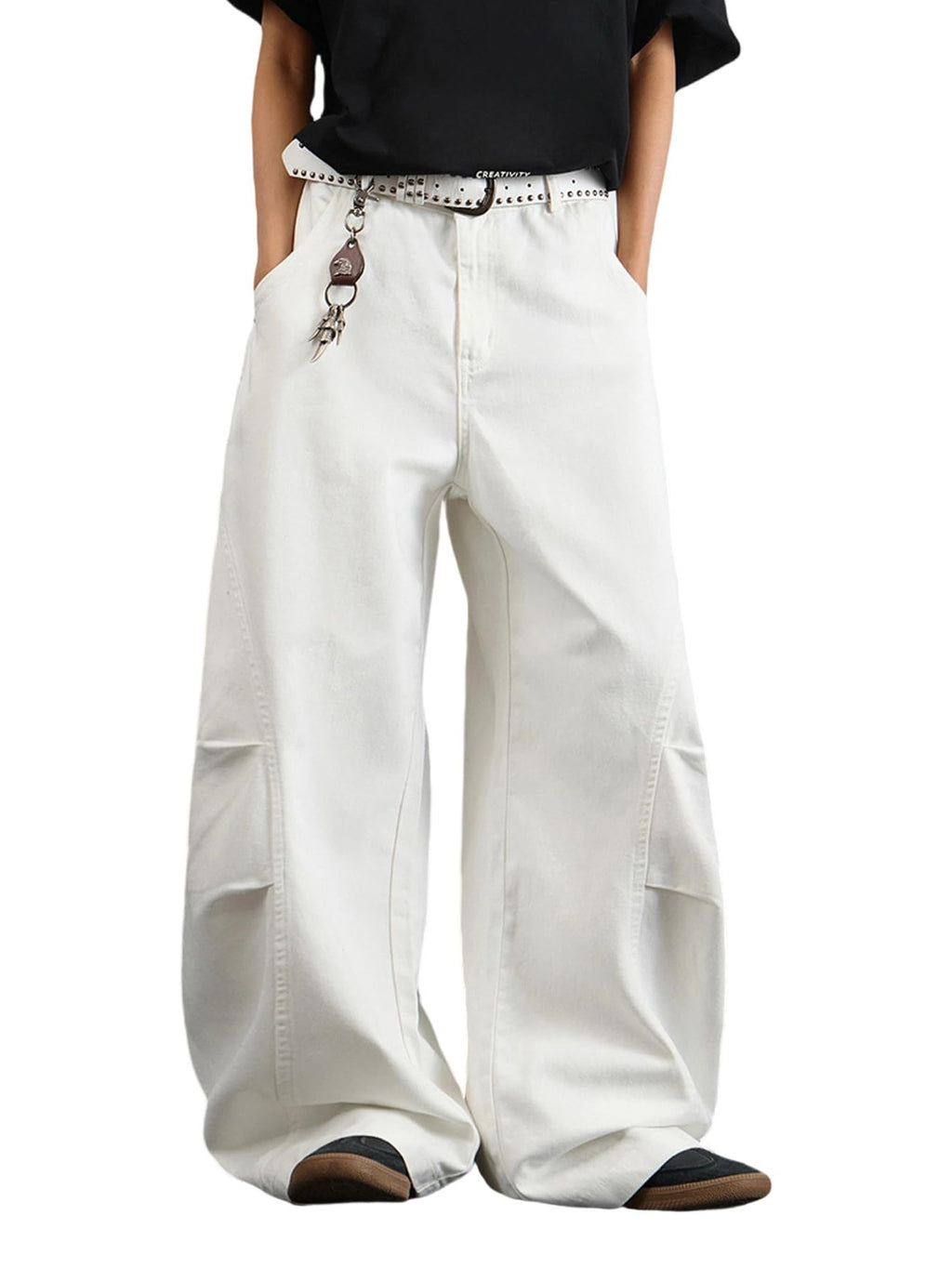 DFGIGT Men's Irregular Sutures Y2k Hip Hop Baggy Jeans Wide Leg Denim Pants Casual Loose Fit Trousers Streetwear