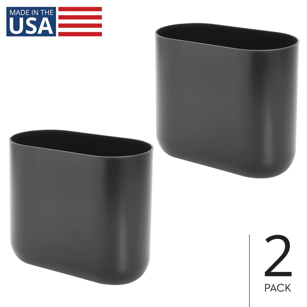 iDesign Small Slim Plastic Bathroom Trash Can, Black | Garbage Can for Bedroom, Office, Desk, Dorm