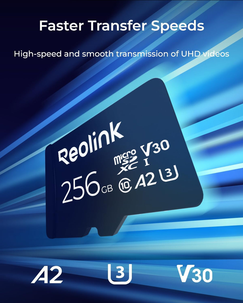 REOLINK 256GB microSDXC Memory Card, Up to 100MB/s, 4K UHD, U3, A2, V30, Class 10, FAT32, Micro SD Card Fully Compatible with Reolink Security Camera, Reolink PoE/WiFi/Battery Doorbell