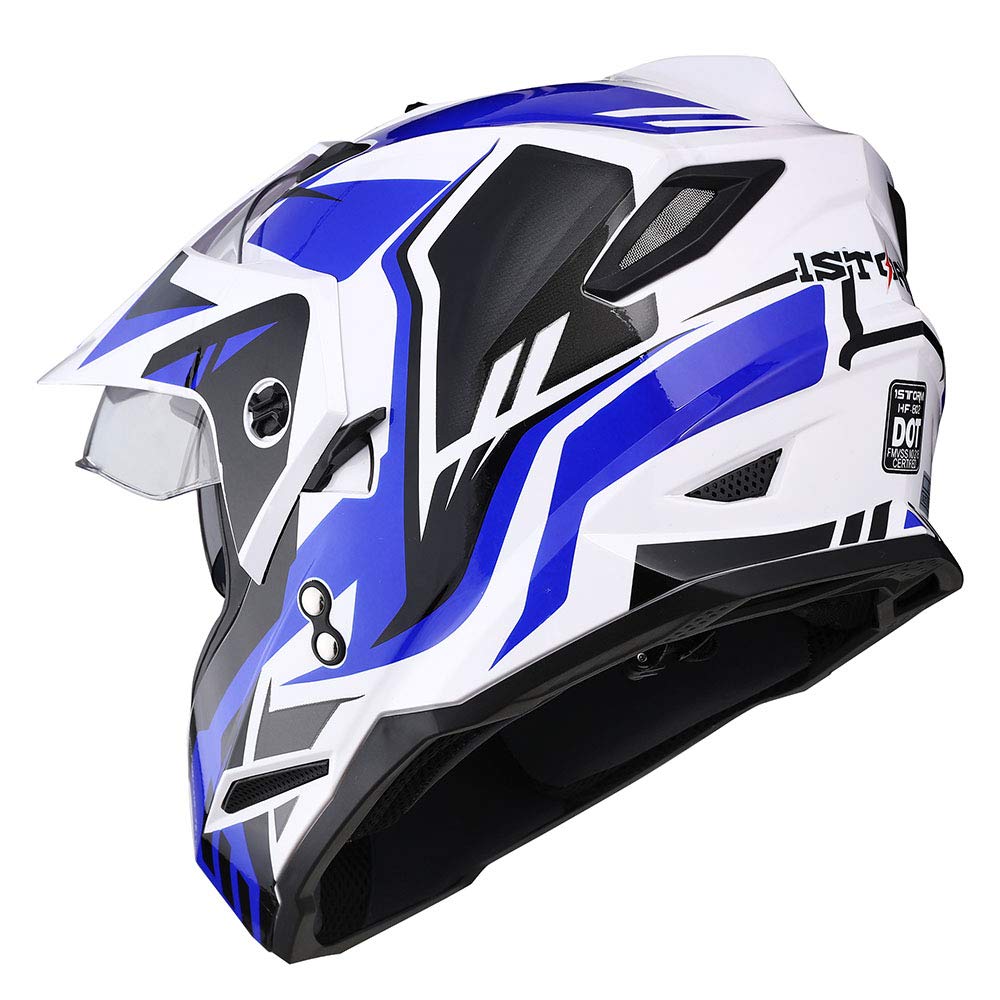 1Storm Dual Sport Motorcycle Motocross Off Road Full Face Helmet Dual Visor: HF802