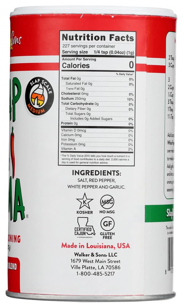 Slap Ya Mama Cajun Seasoning from Louisiana, Hot Blend, No MSG and Kosher, 8 Ounce Can