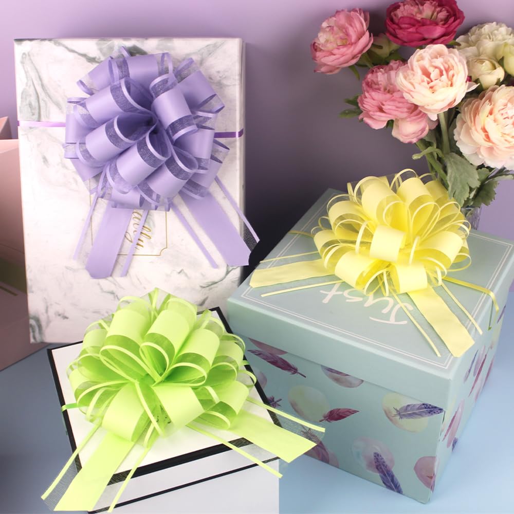 6 PCS Large Pull Bows,Bow for Gift Wrapping,6 inches,Christmas Party Birthday Gift Wedding Ribbon Bows for Wrapping Boxes or Flower Decorations, Valentine's Day Gift Decorations