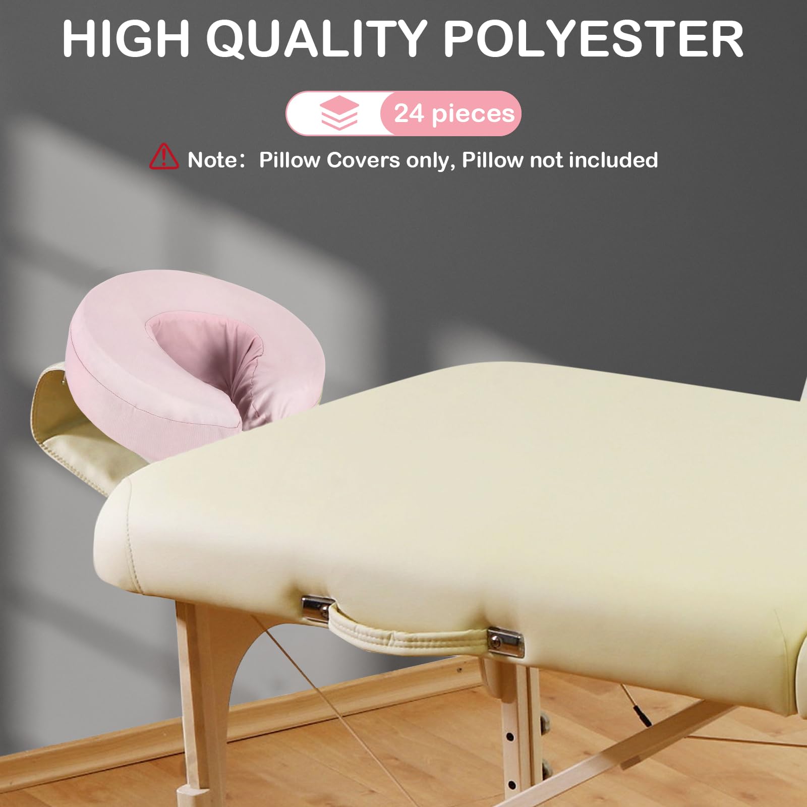 Macarrie 24 Pcs Face Cradle Covers for Massage Table Microfiber Reusable Soft Thicker Massage Table Headrest Covers Bulk Oil Proof Cradle Head Rest Sheets for Spa Beauty Salons(Beige)