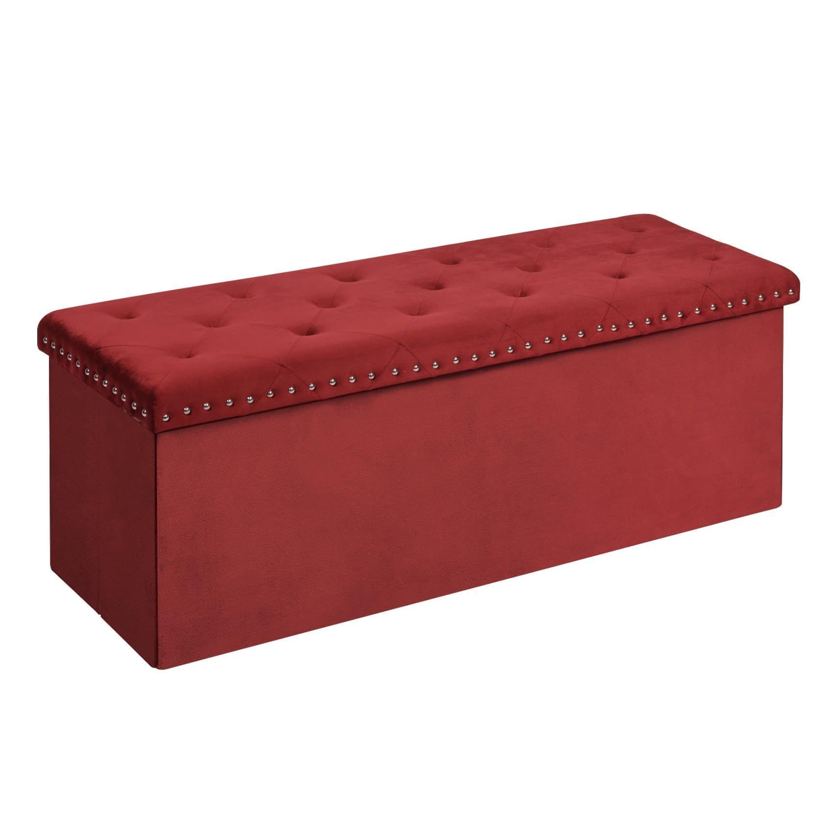 B FSOBEIIALEO Storage-Ottoman Cube-Folding Tufted - Ottomans with Storage, Coffee Table Top Cover, Storage Boxes Footrest Stool for Bedroom, Luxury Velvet Fabric 15.7 Inches Black