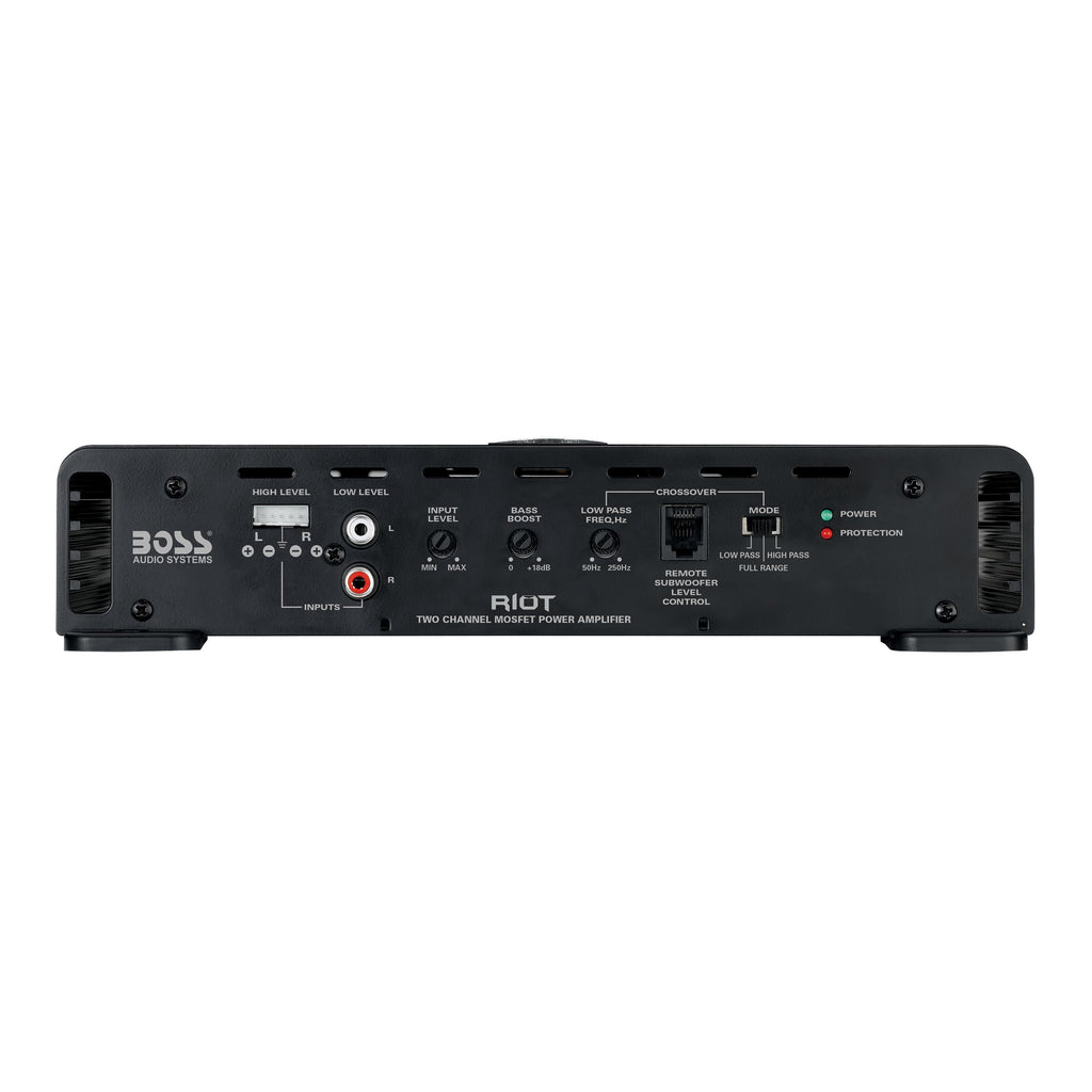 BOSS Audio Systems R1004 Riot Series 4 Channel Class A/B Car Amplifier - 400 High Output, IC (Integrated Circuit), Hook Up to Subwoofer for Bass
