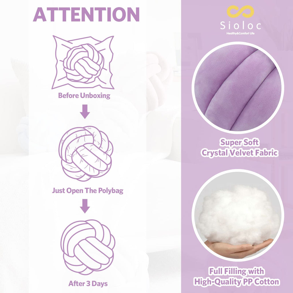 Sioloc Soft Knot Ball Pillows,Round Throw Pillow Cushion Home Decoration Plush Pillow,Throw Knotted Pillow Handmade Round Pillow（7.8inches,Beige）