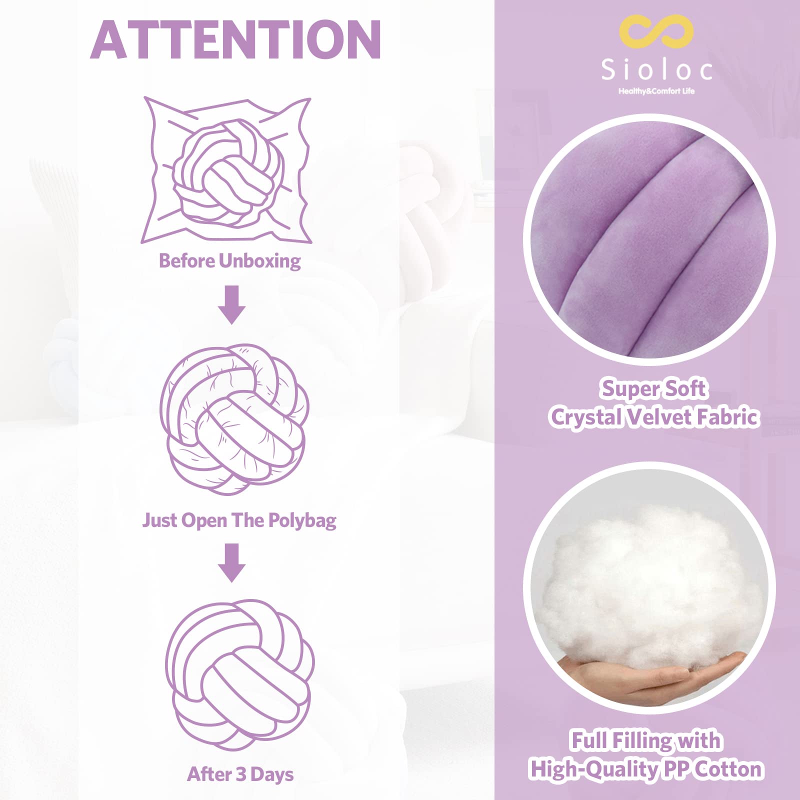 Sioloc Soft Knot Ball Pillows,Round Throw Pillow Cushion Home Decoration Plush Pillow,Throw Knotted Pillow Handmade Round Pillow（7.8inches,Beige）