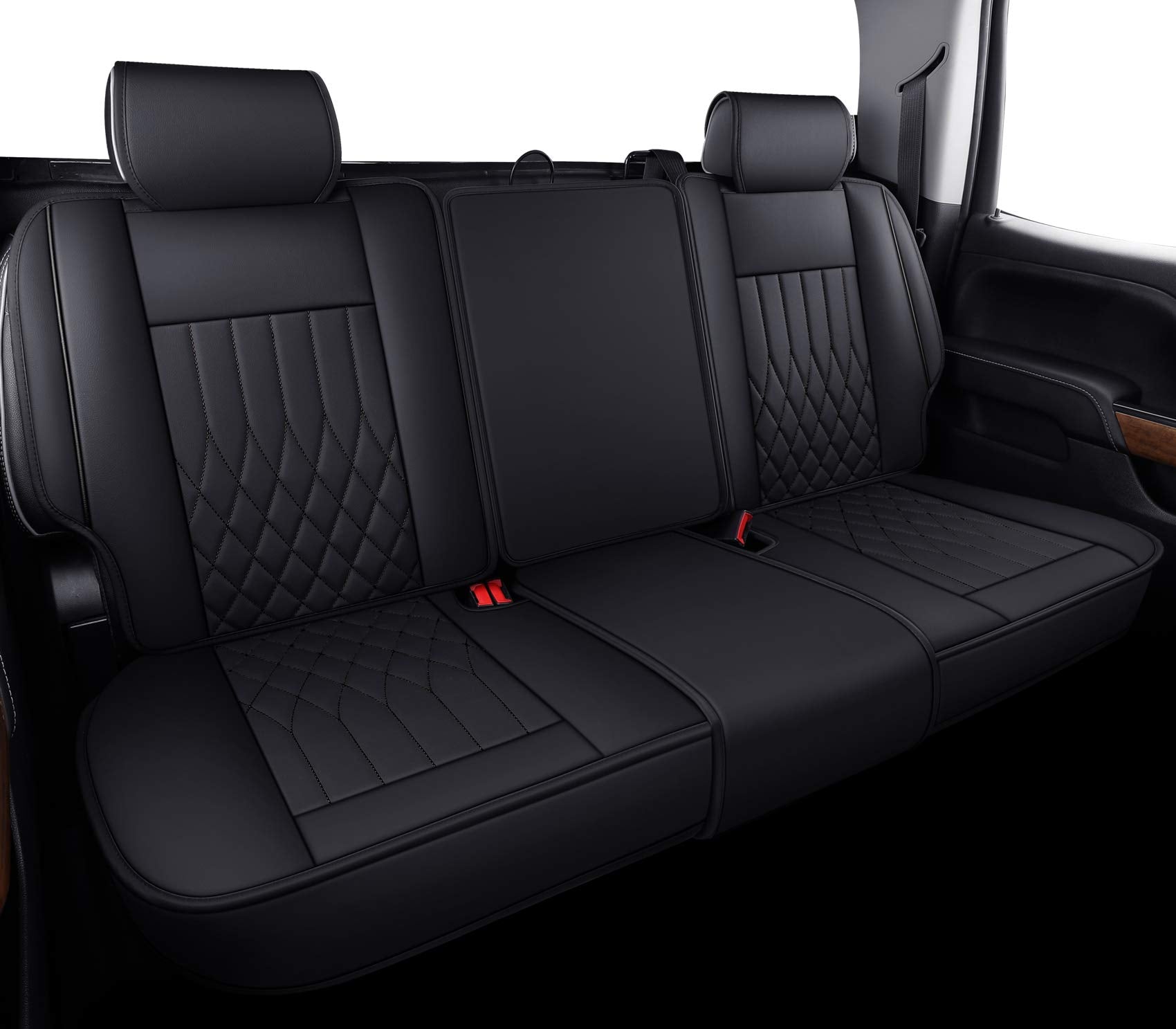 Aierxuan 2Pcs Front Chevy Silverado GMC Sierra Car Seat Covers, Custom Fit 2007-2026 1500 2500 HD 3500 HD Crew, Double, Extended Cab or Pickup Truck, with Waterproof Faux Leather (Black)