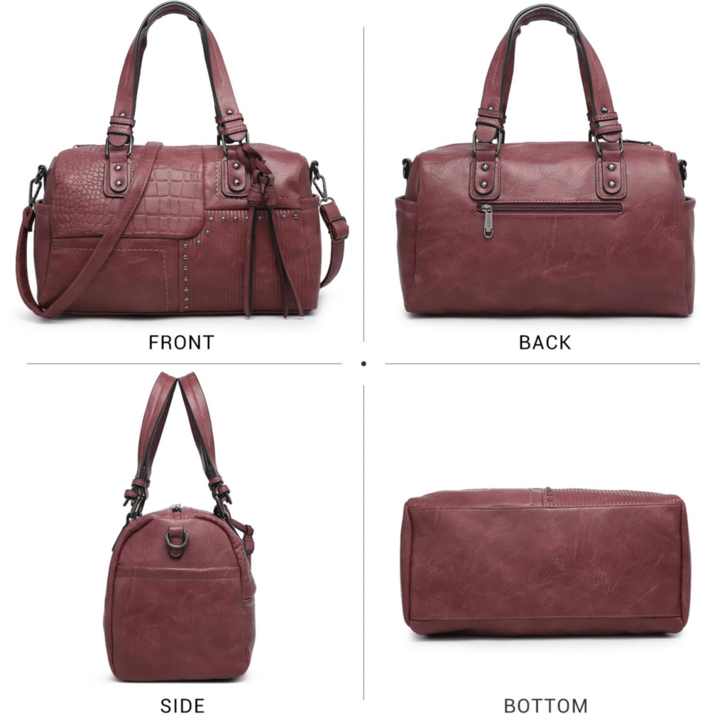 Dasein Women Soft Vegan Leather Barrel Bags Large Hobo Top Handle Work Totes Satchel Handbags Shoulder Purse