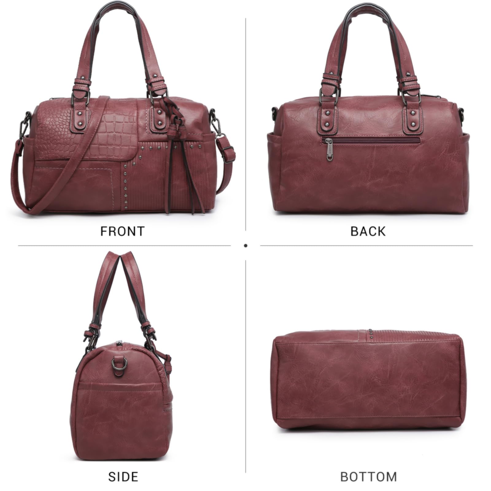 Dasein Women Soft Vegan Leather Barrel Bags Large Hobo Top Handle Work Totes Satchel Handbags Shoulder Purse