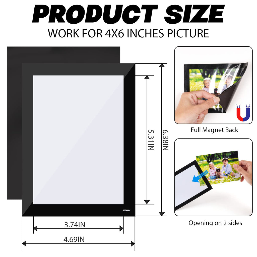 STTMGN Magnetic Picture Frames with Black Border(2.5"X3.5",12 Pack),Mini Wallet Size Magnet Photo Sleeves Pockets/Holder,Decorations for Home/Office/School/Classroom/Party