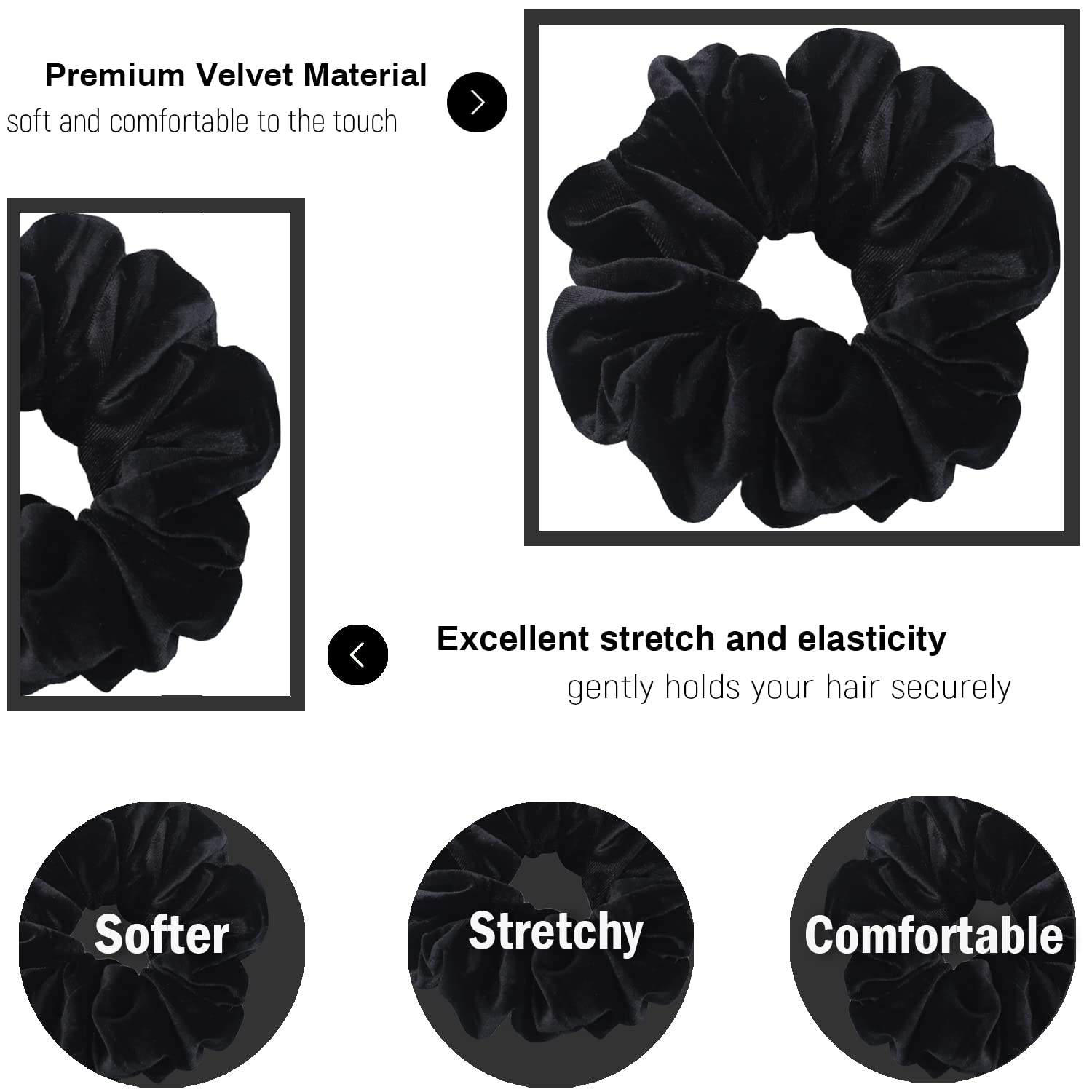 IVARYSS Extra Large Scrunchies for Women's Hair, Premium Satin Soft Jumbo Scrunchy, XL 6 inch Big Elastic Thick Band Hair Accessories, 4 Pack, Dots