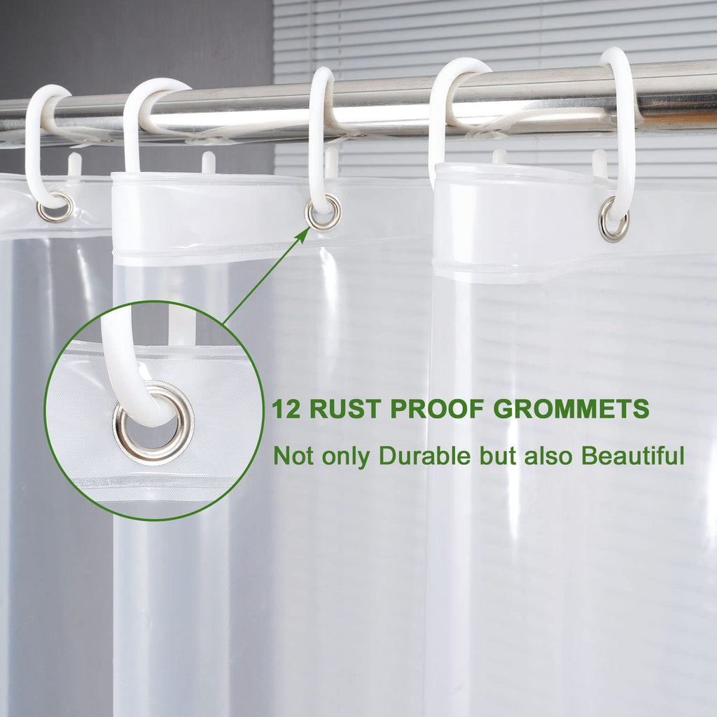 AooHome Eva Small 36x72 Inches Shower Liner, See Through Clear 8 Gauge Bathroom Curtain with Hooks, Bottom Magnets, Water Repellent, Heavy Duty, Rust Proof Grommets