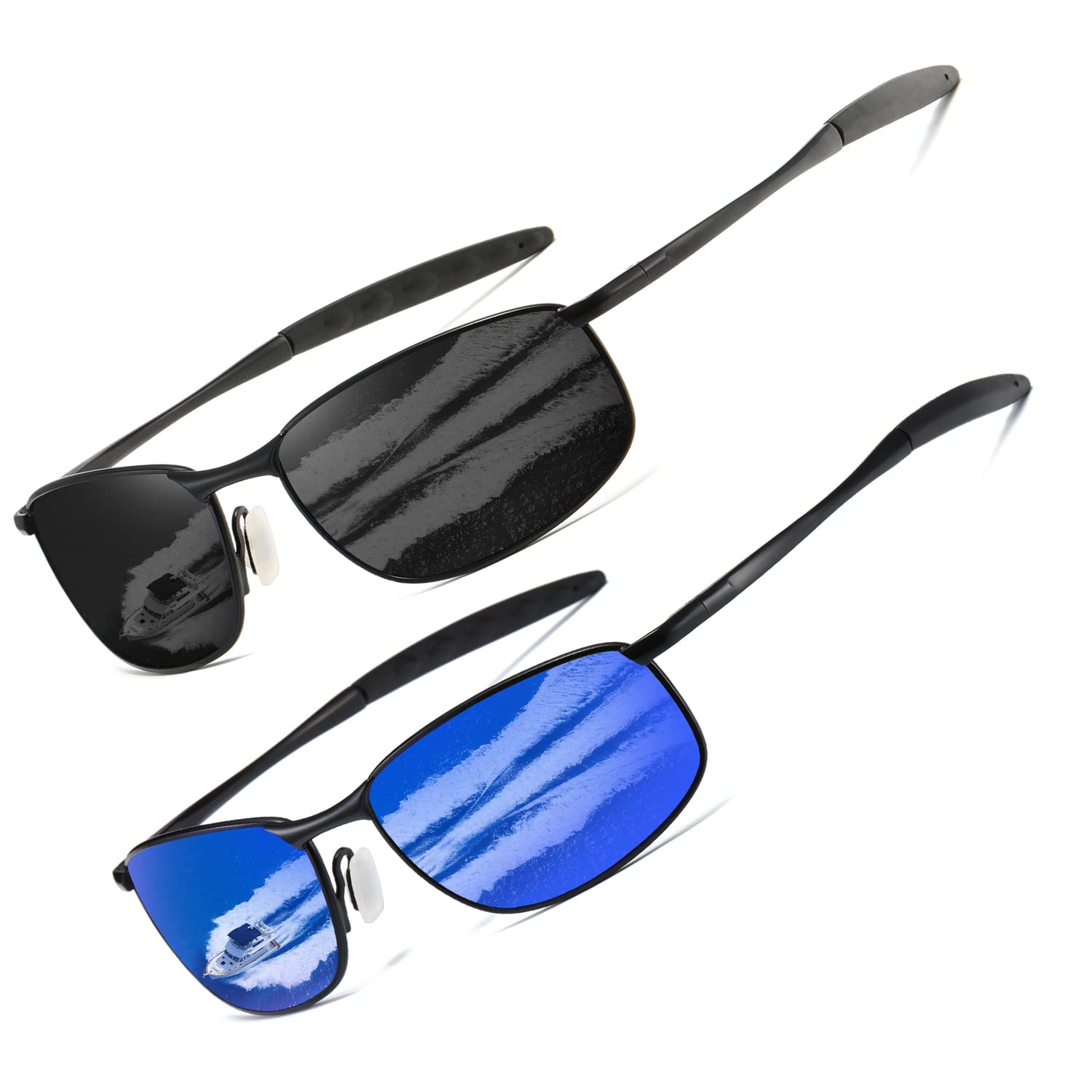 AEVOGUE Polarized Sunglasses For Men Rectangle Metal Frame Retro Sun Glasses AE0395