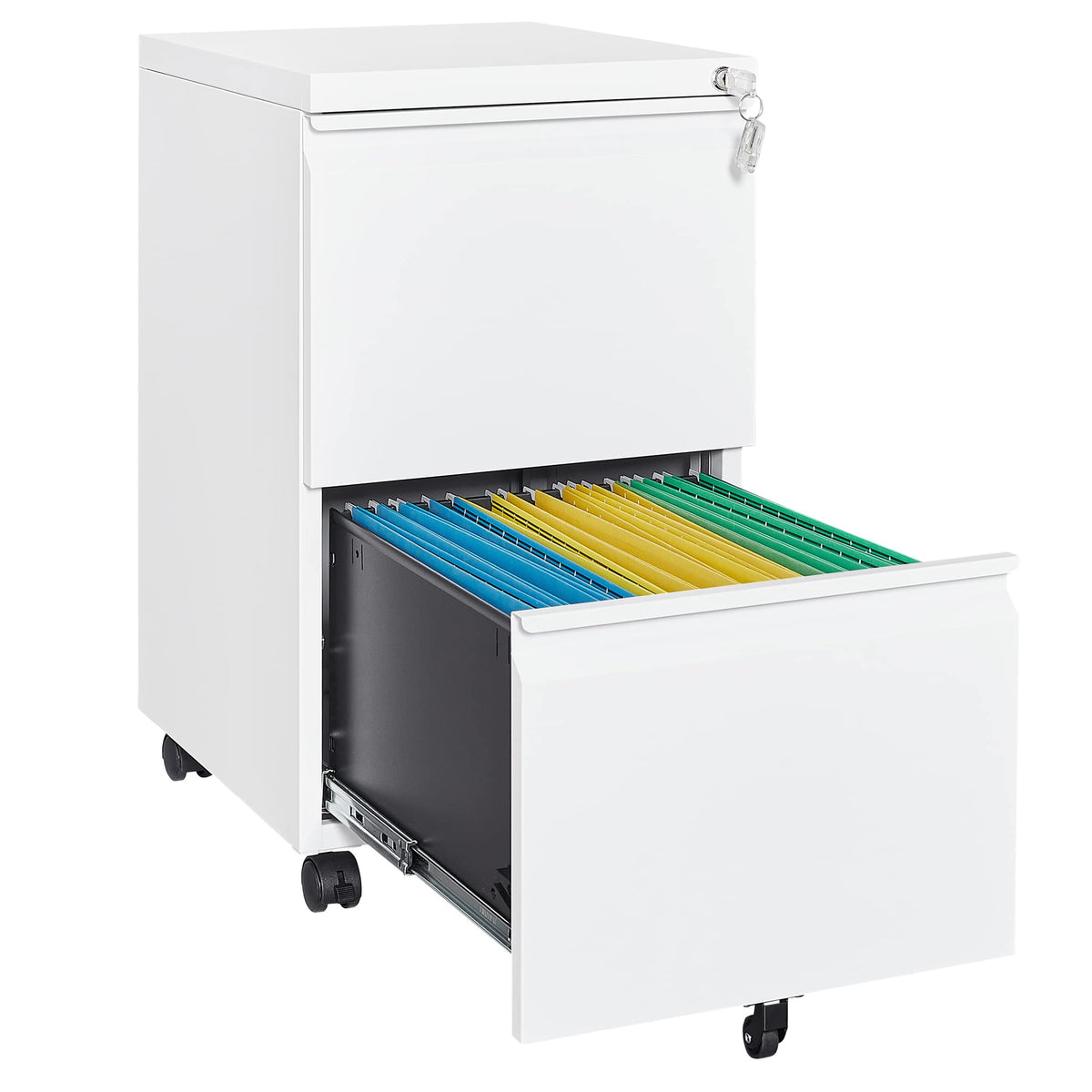 Letaya 3 Drawer Mobile File Cabinet with Lock,Under Desk Metal Small Filing Cabinets for Home Office Organizer Letters/Legal/A4(Fully Assembled Except Wheels-Black)