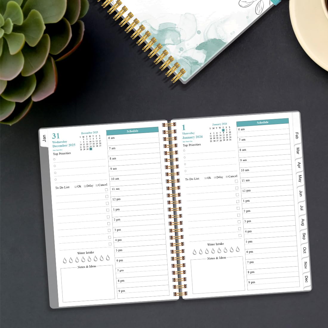 2026-2027 Daily & Monthly Planner - One Page Per Day, Daily Planner from July 2026 to June 2027, Planner 2026-2027 with 12 Monthly Tabs, 6.4" x 8.5", Black