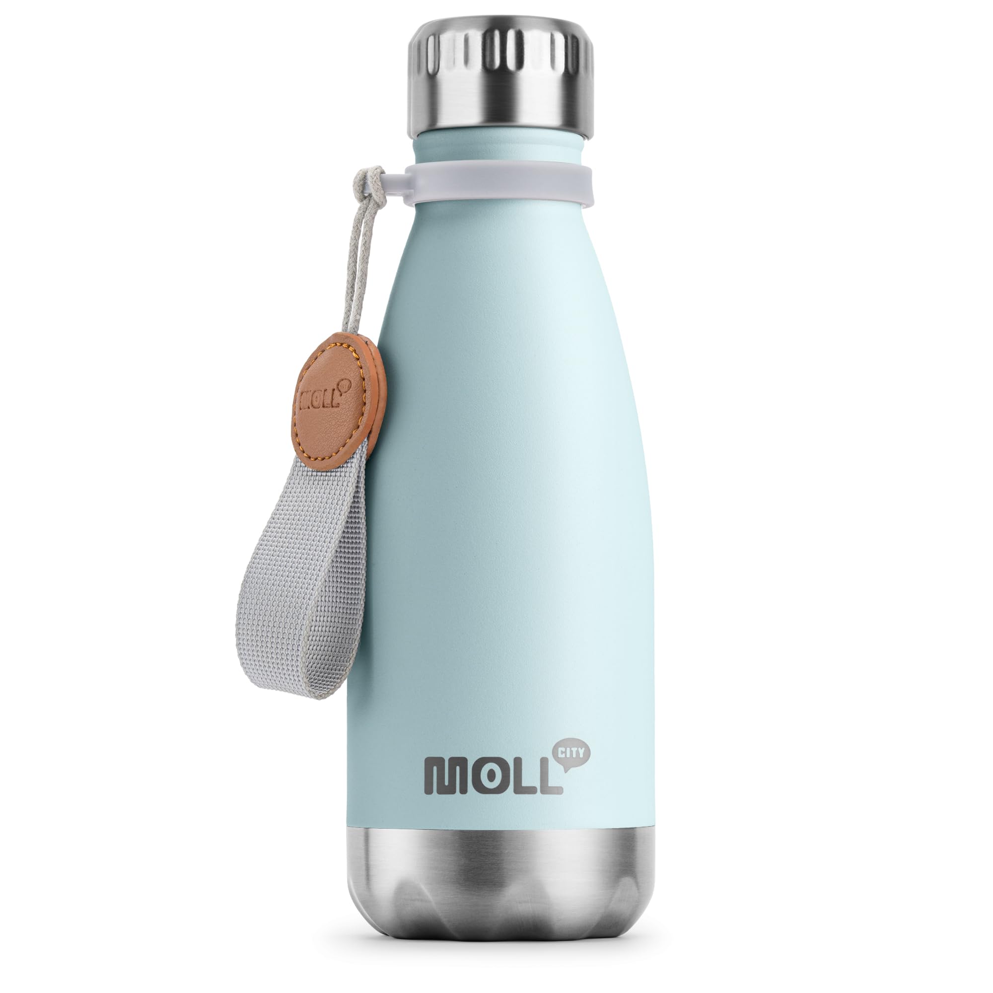 9 oz Water Bottle for Kids-Small Stainless Steel Water Bottle for School Vacuum Insulated Metal Leak Proof Cola Shape Water Flask for Boys Girls(Baby Blue)