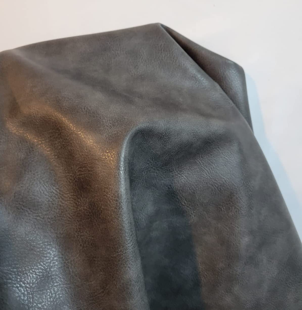 NAT Leathers™ | Acorn Brown Crazy Horse Soft Faux Leather Sheet PU (Peta Approved Vegan) | by The Yard Synthetic Pleather 0.9 mm Thick | 1 Yard (36 x 54 inch) Smooth Upholstery | Acorn, 1 Yard