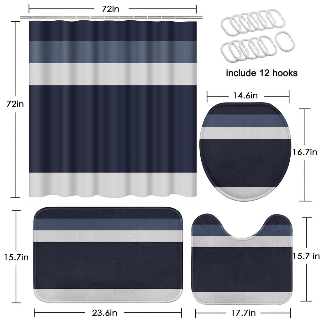 Beige Geometric Shower Curtain Set with Toilet Lid Cover and Non-Slip Rugs for Bathroom, Black Grey White Checkered 4 Pcs Shower Curtain, Modern Abstract Bathroom Set with 12 Hooks
