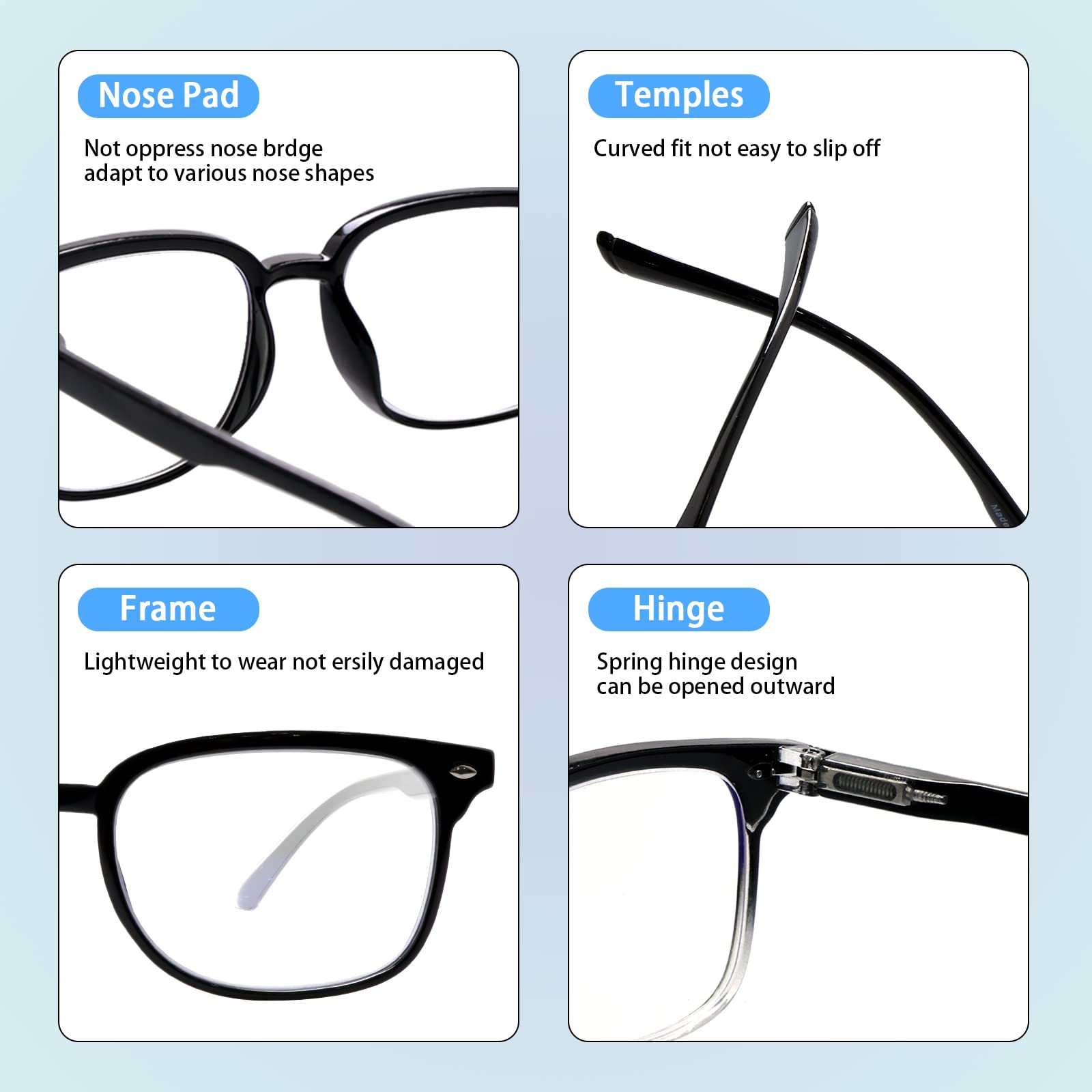 5 Pack Reading Glasses Blue Light Blocking for Women,Computer Readers with Spring Hinge