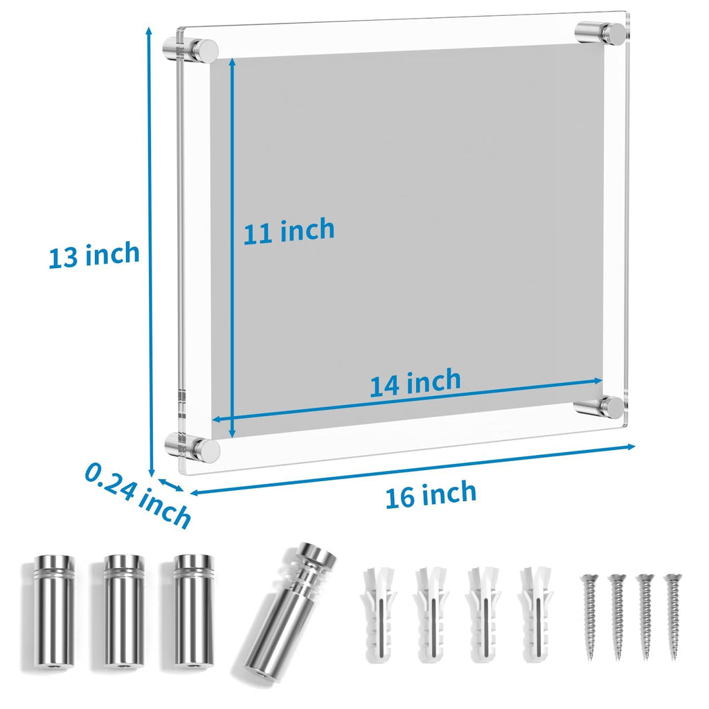AITEE 8x10 Acrylic Picture Frames 4 Pack, Clear Picture Frames for Wall, Modern Frameless picture Frames Lucite Transparent Square Cubes Floating Hanging Photo Frame Gift for Home Office Display