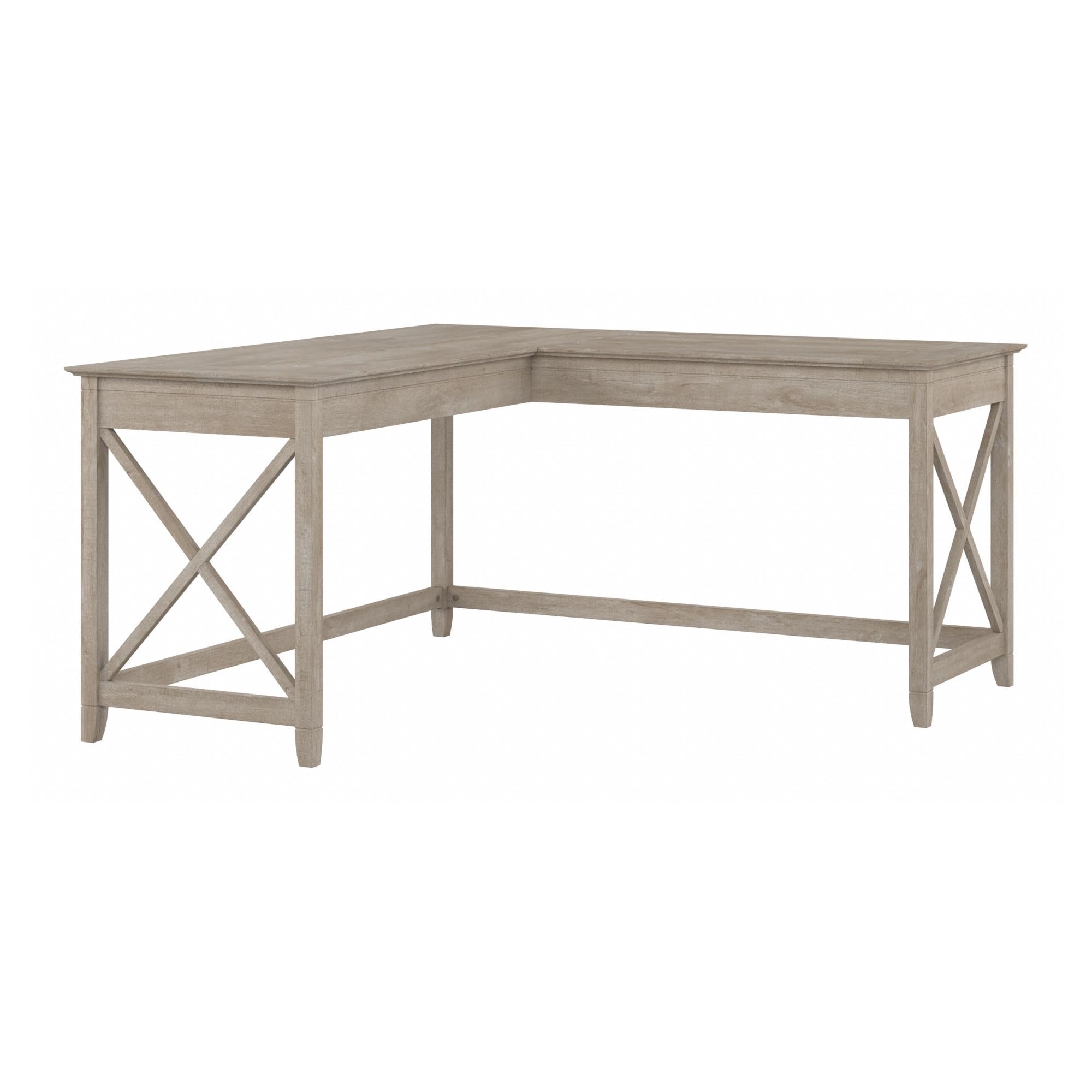 Bush Home Key West 60W Modern Farmhouse L Shaped Desk in Bing Cherry, 60-Inch Corner Computer Table for Home Office Workspace