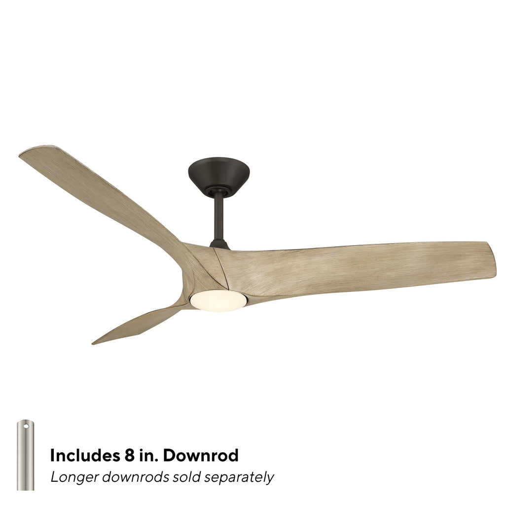Modern Forms Zephyr Smart Indoor and Outdoor 3-Blade Ceiling Fan 52in Bronze/White Oak with Adjustable CCT 2700K-3000K-4000K-5000K LED Light Kit and Remote Control