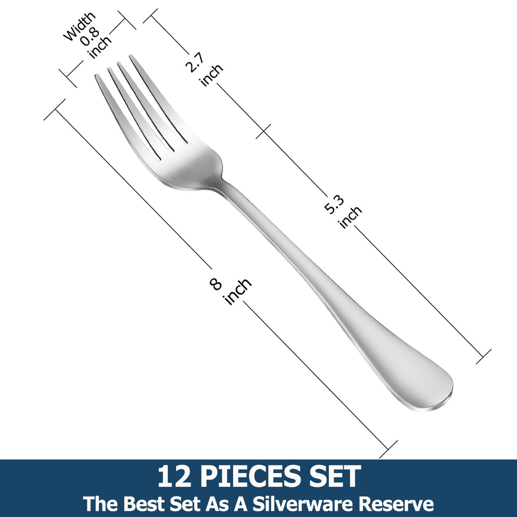 8 Pieces Dinner Forks Set, Food-Grade Stainless Steel Forks, Silverware Forks for Home, Kitchen or Restaurant, Mirror Polished, Dishwasher Safe - 8 Inch