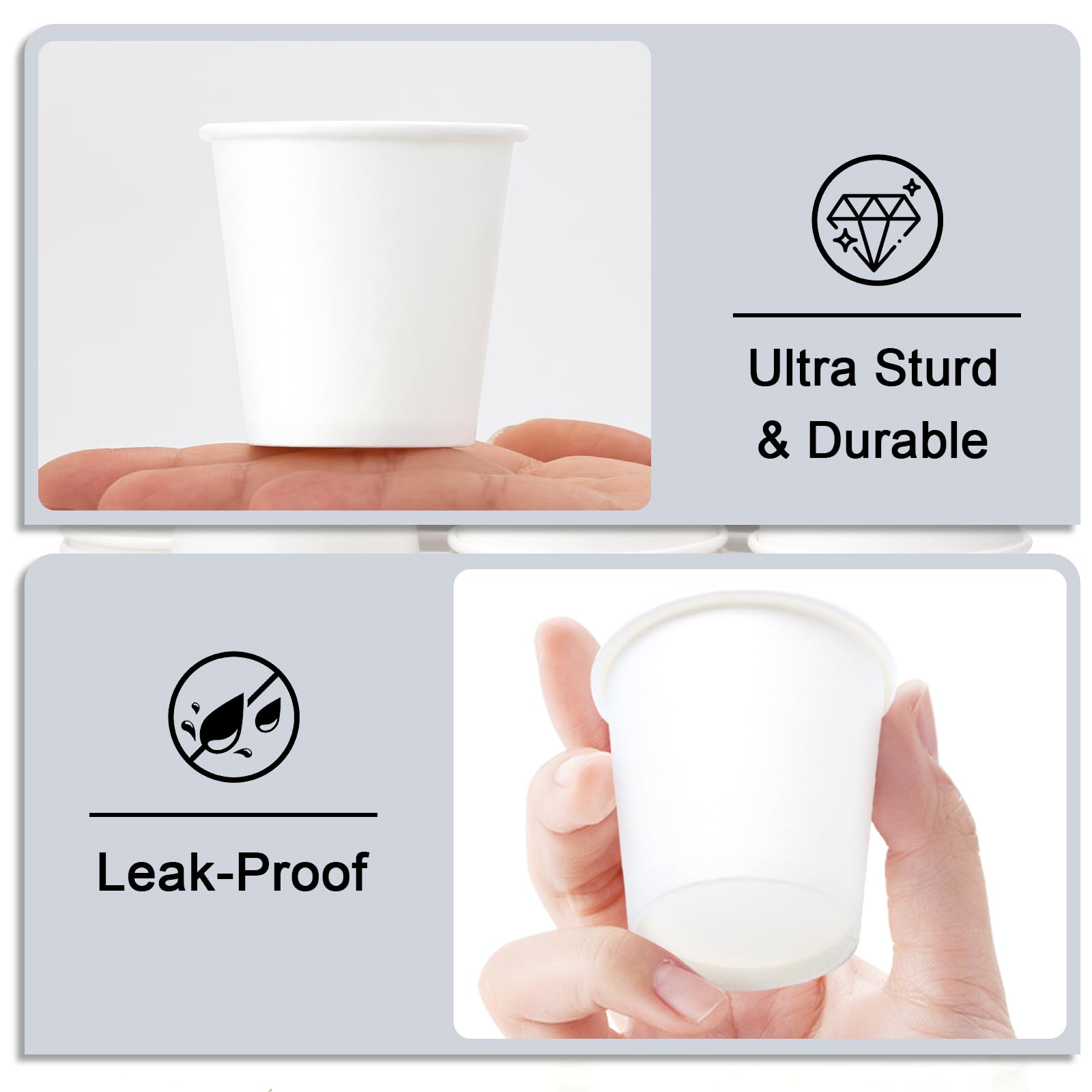 BYSNOW 100 Pack 3 oz Paper Cups, Disposable Bathroom Cups, Small Mouthwash Cups, Mini Paper Cups for Bathroom, White 100Pack