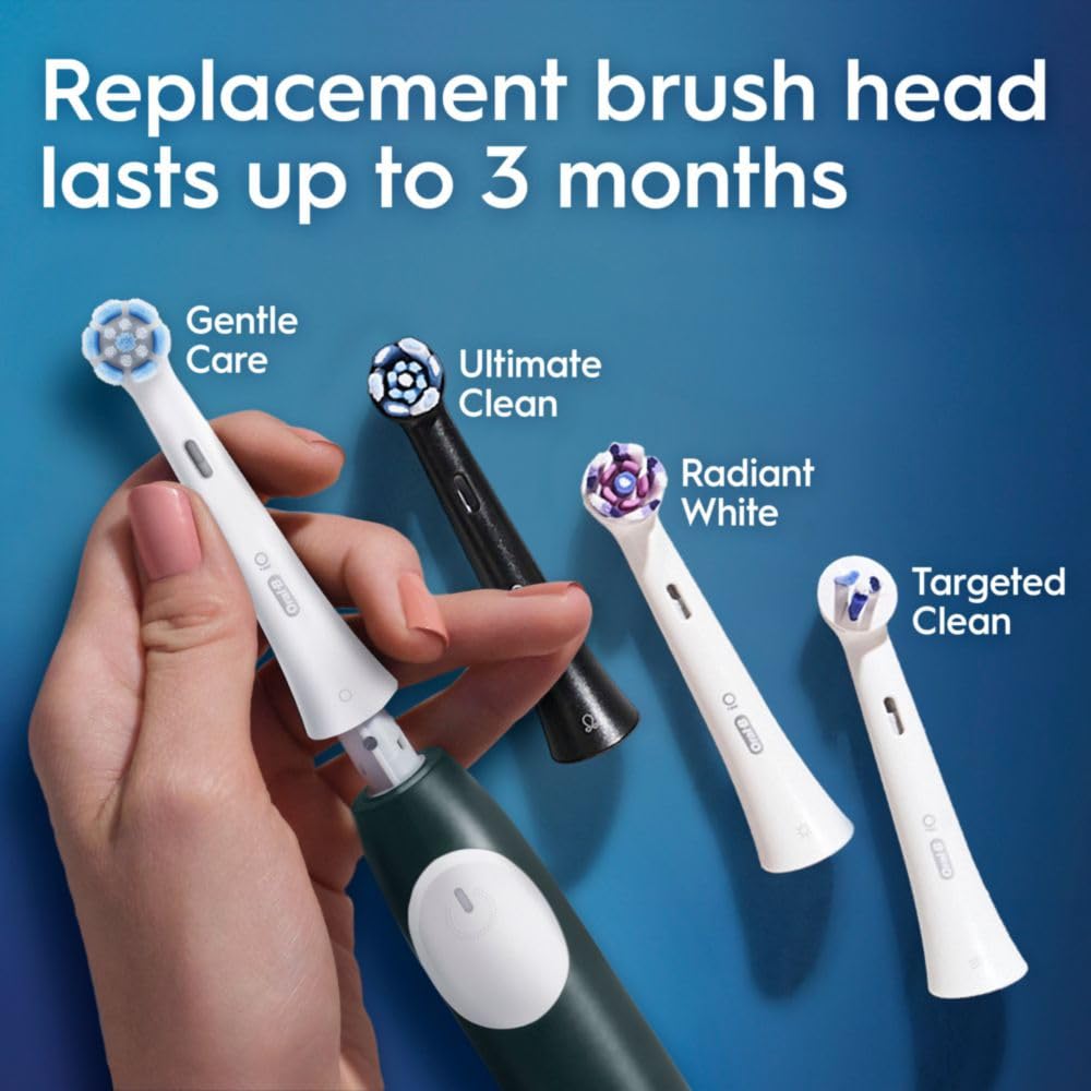 Oral-B Rechargeable Electric Toothbrush, iO2 Starter Kit, 3 Cleaning Modes, Automatic Pressure Sensor to Protect Gums, 2 Brush Heads, Forest Green