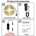 Pandery COB LED Strip,LED Strip Lights 3M/9.84ft,Touch Dimmable LED Strips,CRI90+,2700K Warm White cob led,960LEDs,24V LED Tape Lights,Indoor for Bedroom, Kitchen, TV, Mirror,Cabinet