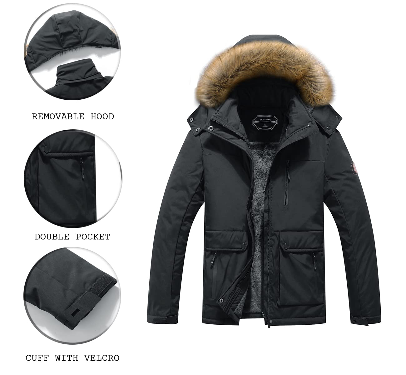 MOERDENG Women's Waterproof Ski Snow Jacket Winter Warm Hooded Snow Coat Mountain Windproof Ski Jacket For Women