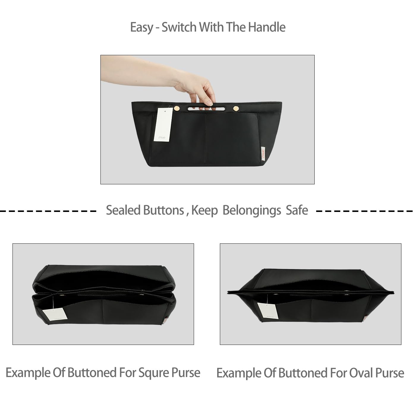 ZTUJO Purse Organizer Insert For Handbag & Tote Shaper,Tote Bag Organizer Insert For Speedy Neverful, 6 Sizes(Small, Silky Brown)