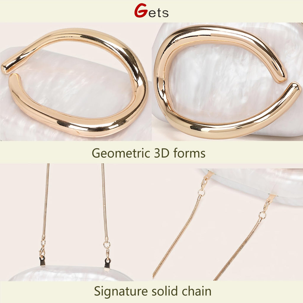 Gets Acrylic Purses and Handbags for Women Multicolor Perspex Geometric Patterns Box Clutch Banquet Evening Crossbody Handbag