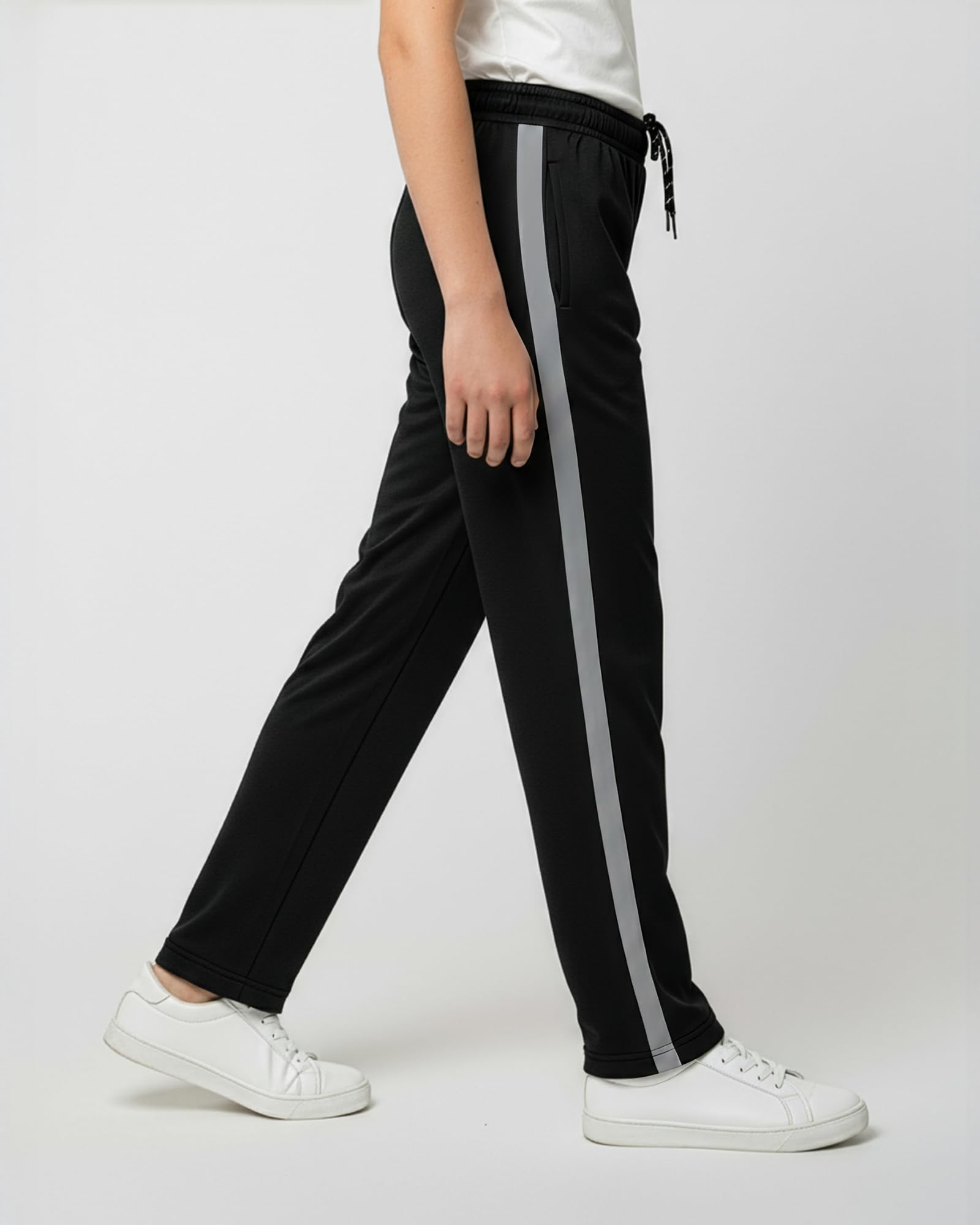 Real Essentials 3 Pack: Boys' Mesh Open Bottom Active Sweatpants with Pockets & Drawstring