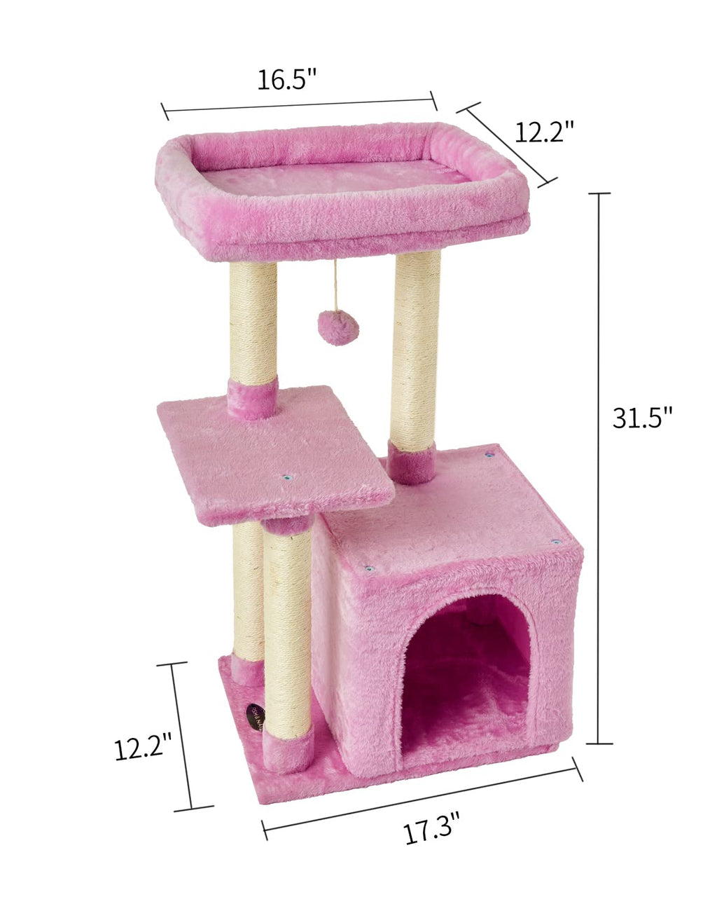 FISH&NAP Cute Cat Tree Kitten Cat Tower for Indoor Cat Condo Sisal Scratching Posts with Jump Platform Cat Furniture Activity Center Play House Beige