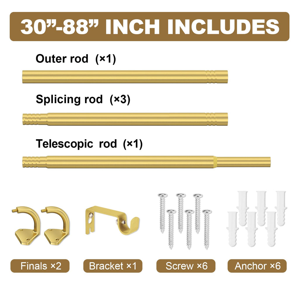 GXOACKJ Black Wrap Around Curtain Rods for Windows 28 to 48 inch, 5/8 inch Industrial Telescoping Blackout Curtain Rods for Bedroom & Outdoor