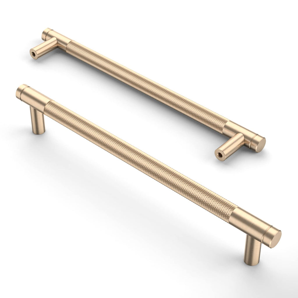 Asidrama 10 Pack 3 Inch(76mm) Matte Black and Champagne Bronze Cabinet Pulls Knurled Cabinet Handles Cupboard Handles Kitchen Cabinet Hardware for Cupboard Drawer Pulls
