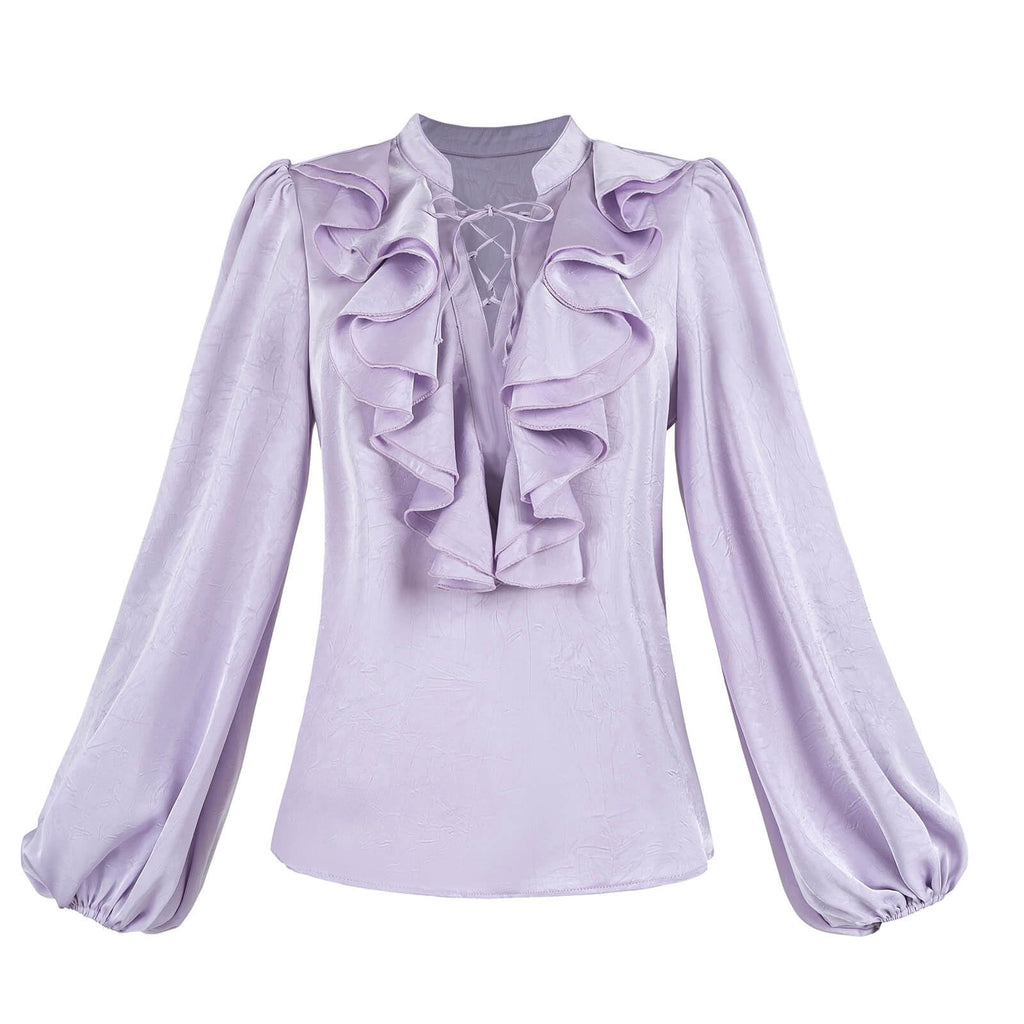Nuoqi Victorian Blouse Womens Gothic Shirt Vintage Long Sleeve Lotus Ruffle Tops