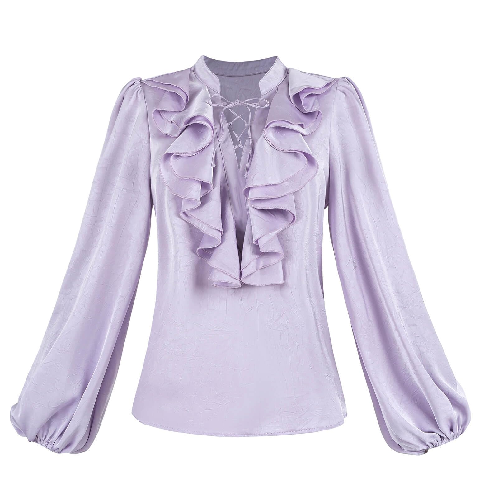Nuoqi Victorian Blouse Womens Gothic Shirt Vintage Long Sleeve Lotus Ruffle Tops