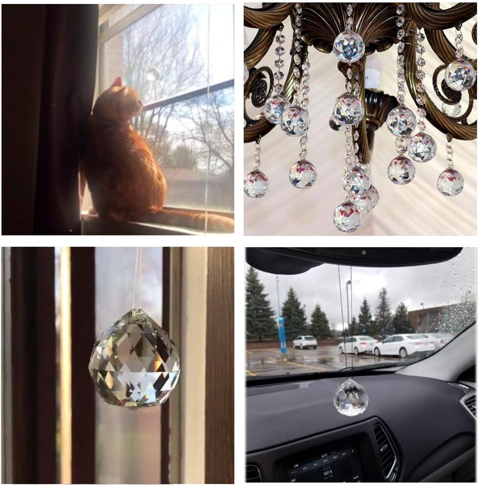 Suncatcher Crystals Ball Prism Window Rainbow Maker with Chain for Easy Hanging 40 mm 2 Pack