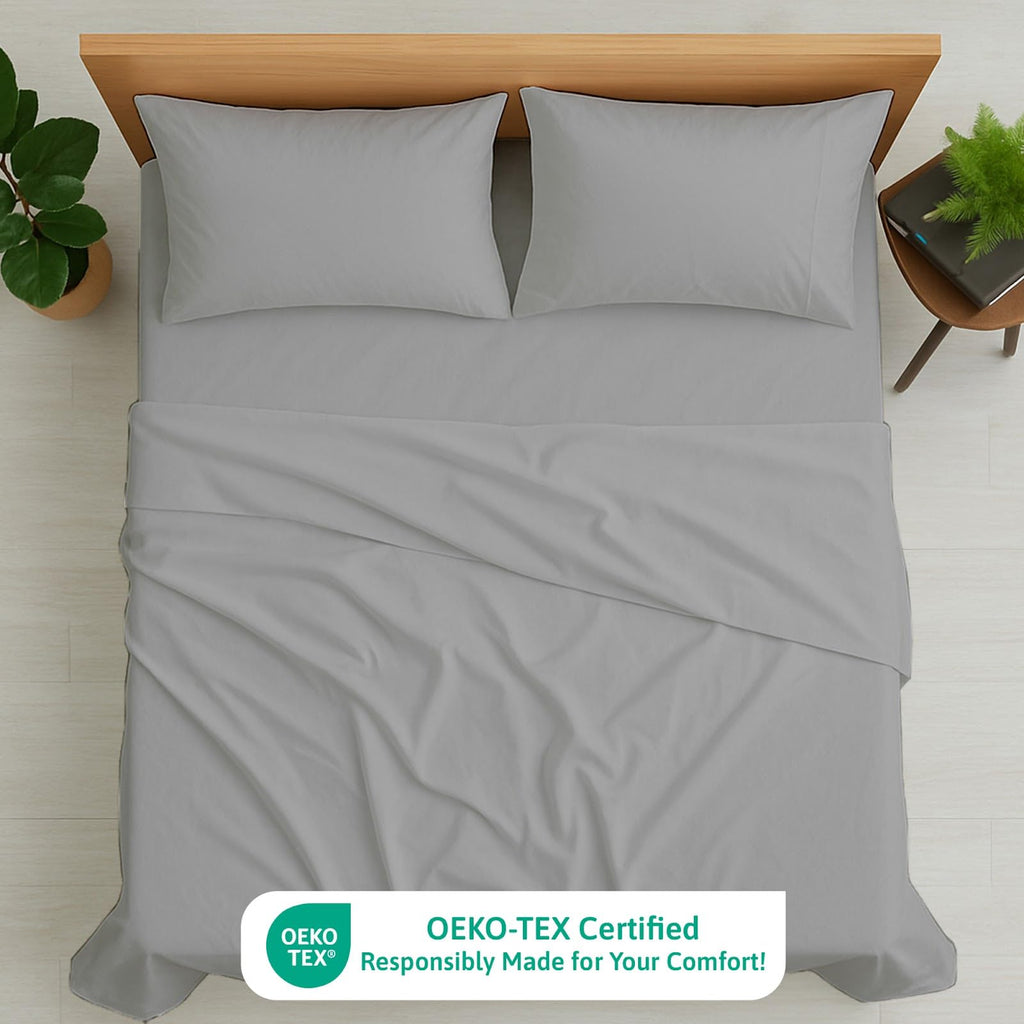 Cottington Lane Twin Size Sheet Set, 100% Egyptian Cotton Premium Hotel Quality 4 Piece Sheets Sets, High Thread Count Dark Grey Solid with 6-10" Deep Pocket