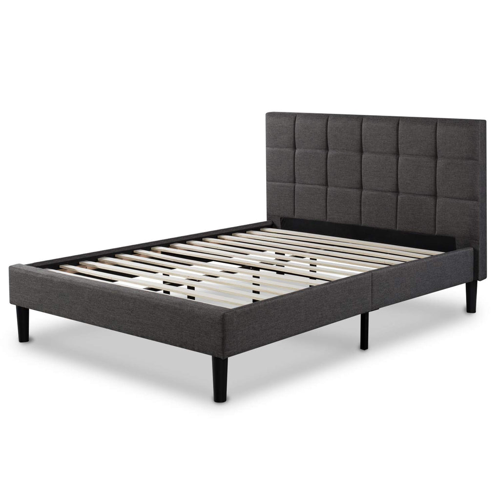 ZINUS Lottie Upholstered Platform Bed Frame with Short Headboard, Mattress Foundation, Wood Slat Support, No Box Spring Needed, Easy Assembly, Beige, Full