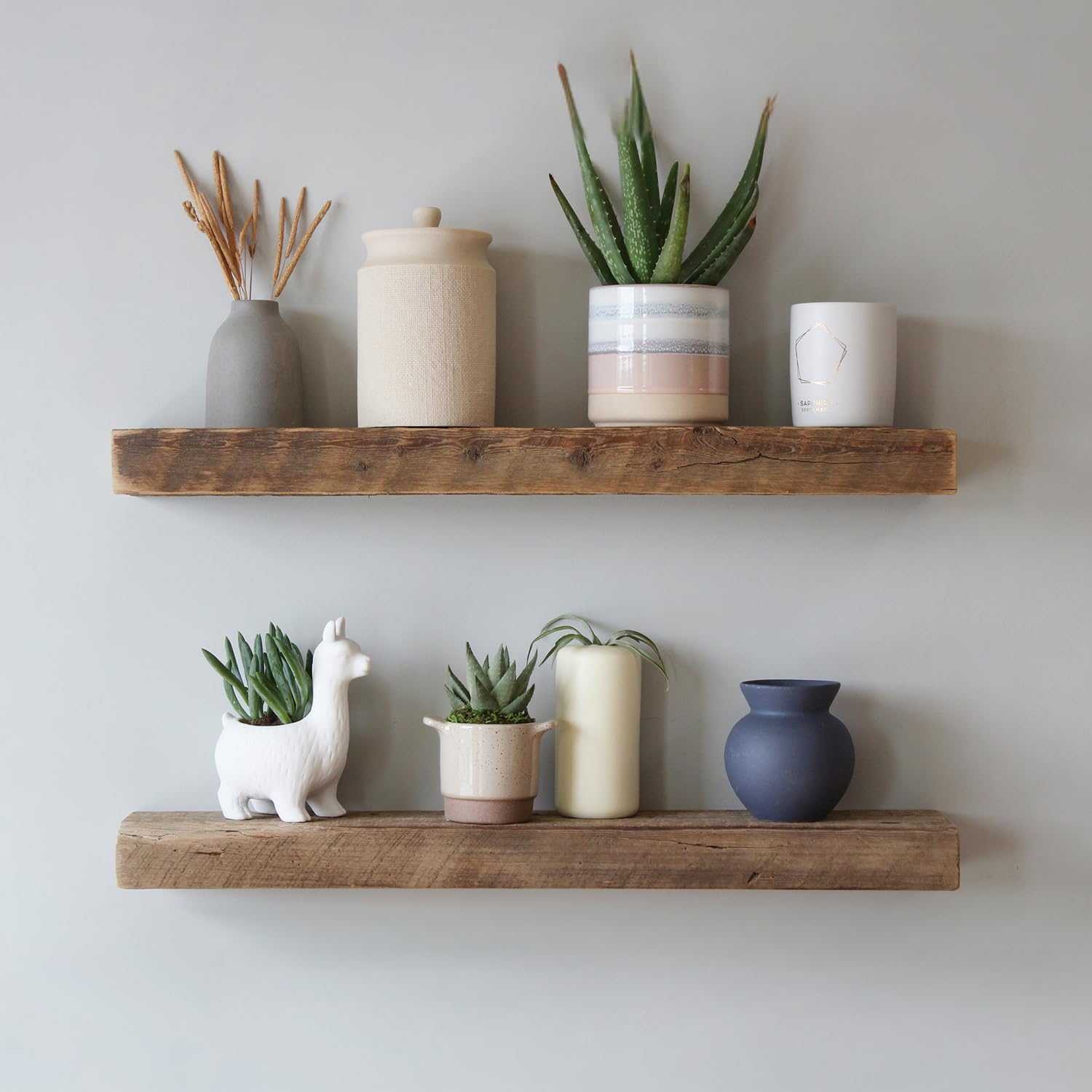 Urban Legacy Reclaimed Barnwood Planks | Floating Shelves for Wall w/Flush Mount Shelf Bracket Set Included | Set of 2 (Coffee Bean, 18"x 4.5"x 2")