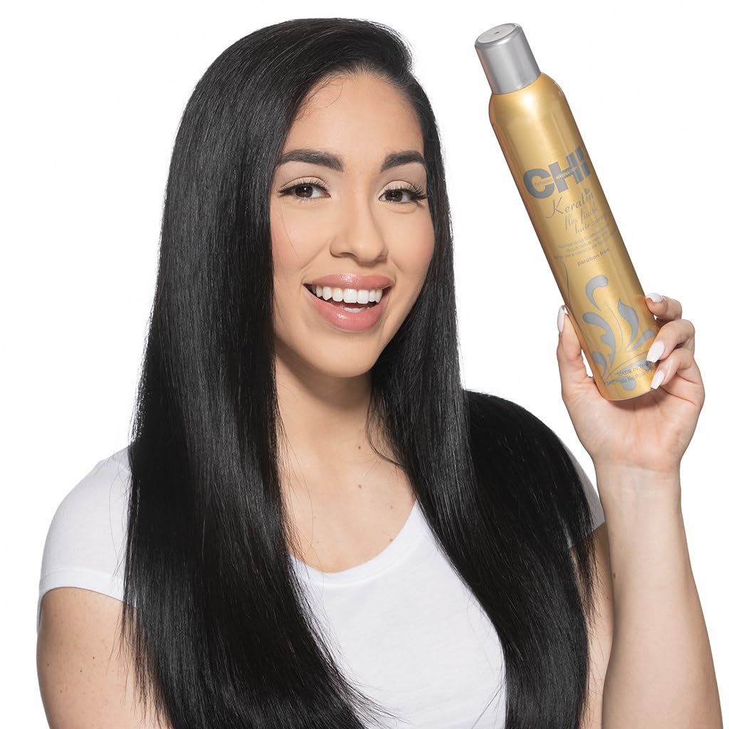 CHI Keratin Flex Finish Hair Spray, Lightweight Spray For Long-Lasting, Smooth Styling, Eliminates Frizz & Flyaways & Seals Out Humidity, 2.6 Oz